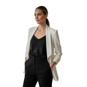 BCBGMAXAZRIA White Shawl Collar Long Sleeve Blazer Casual